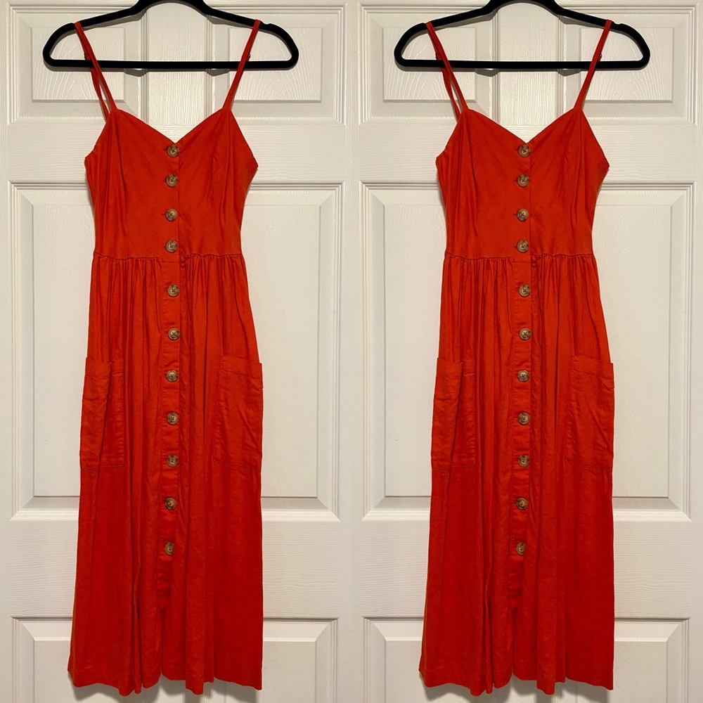 Urban outfitters Linen red button down dress